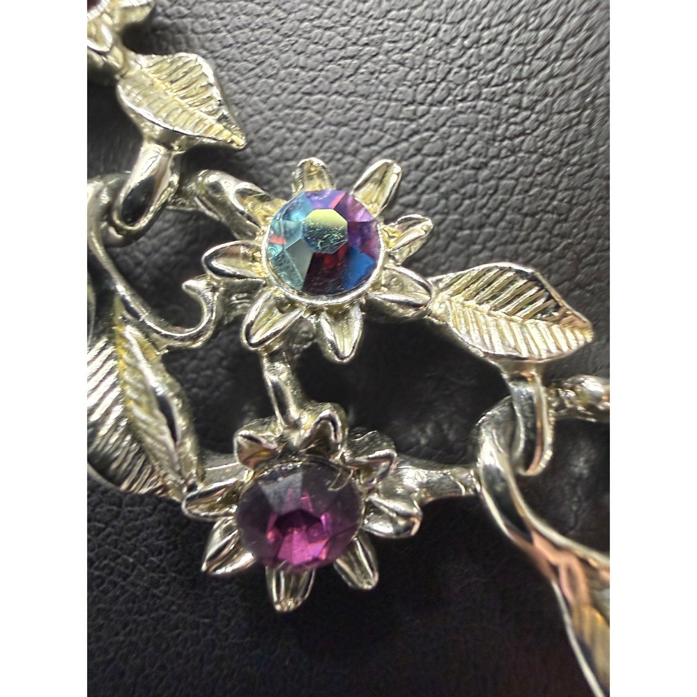 Vintage Rhinestone Necklace Choker Silver Tone Signed Pakula